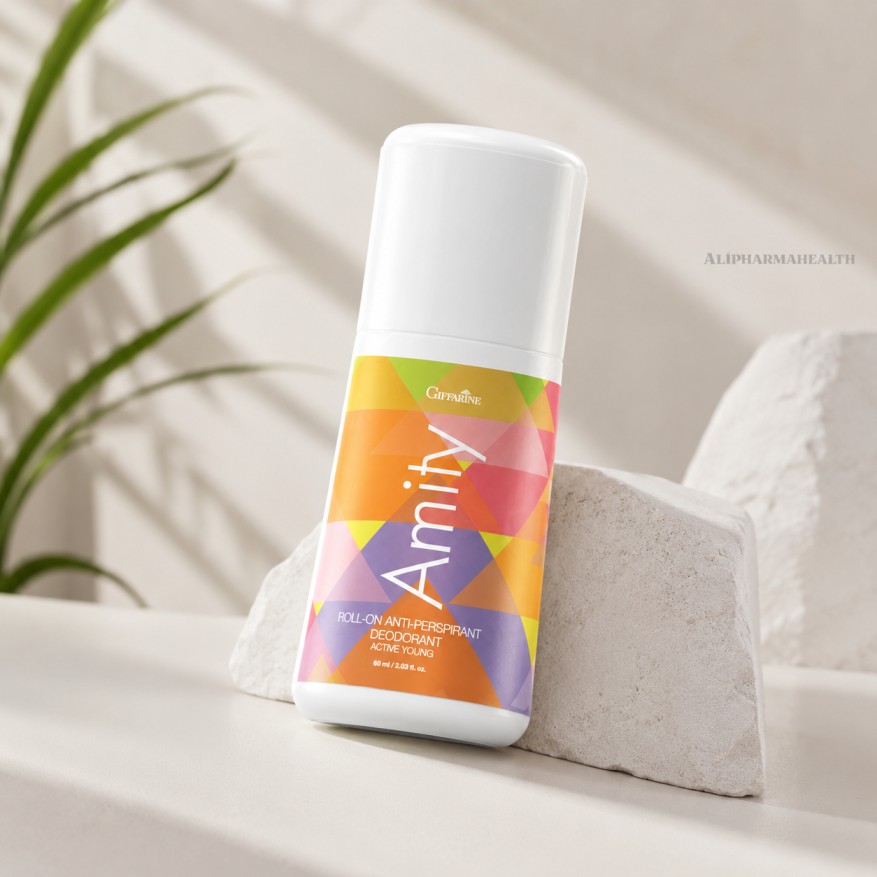 Amity Roll-On Anti-Perspirant Deodorant helps control underarm sweat and unpleasant odor while keeping skin feeling fresh and comfortable throughout the day.